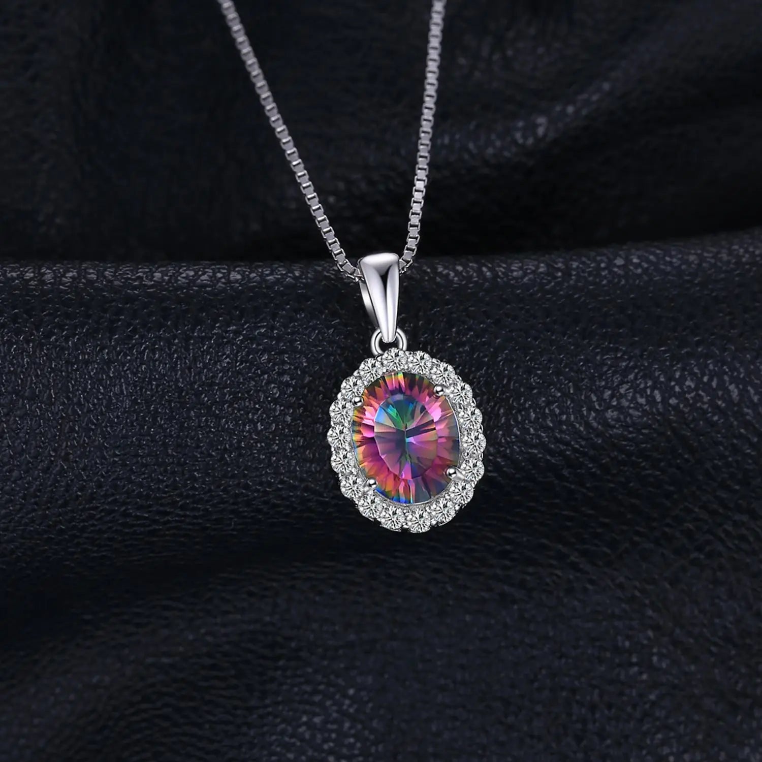 JewelryPalace 2.6ct Mystic Quartz Silver Pendant Necklace