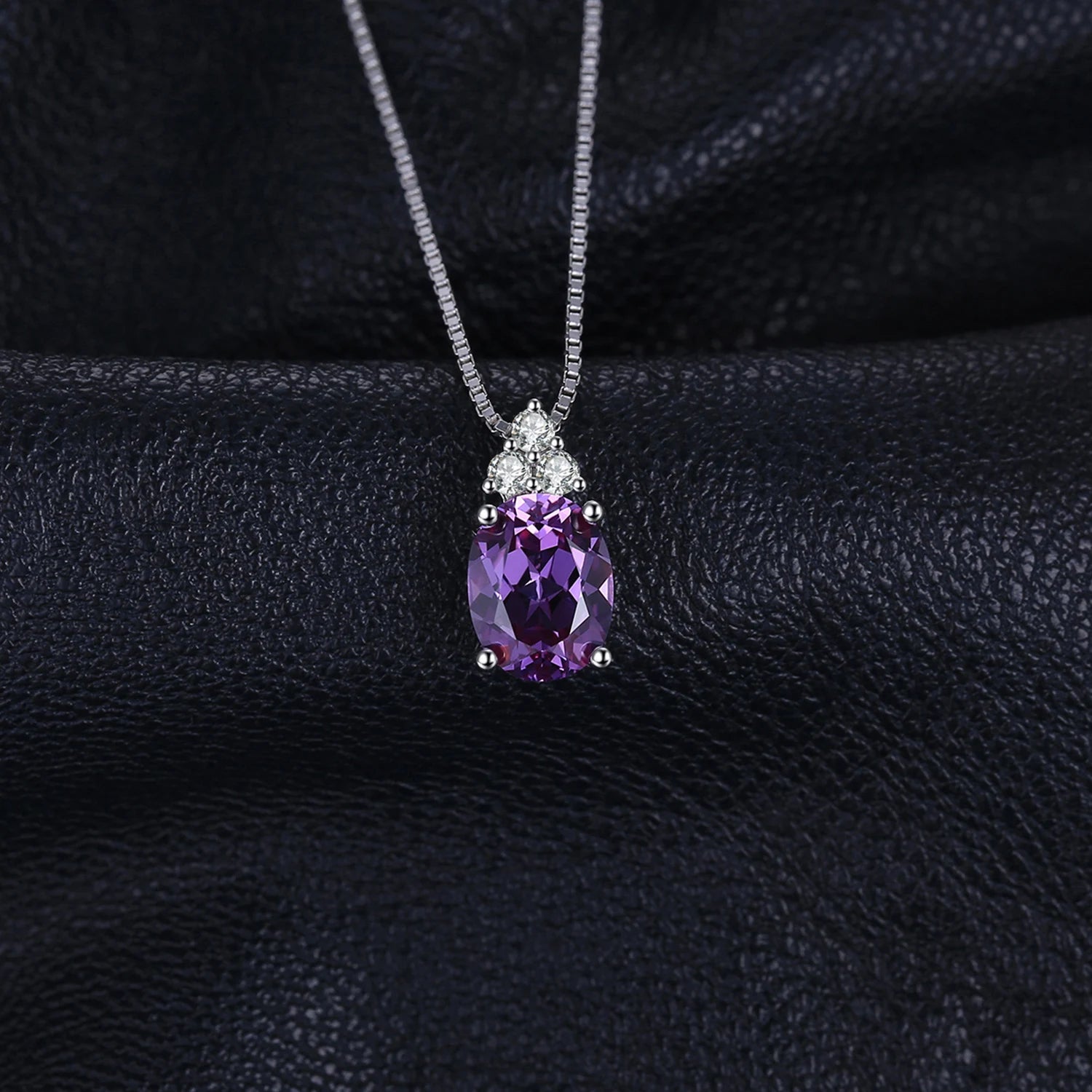 Oval Purple Alexandrite Sapphire Pendant – Sterling Silver, No Chain