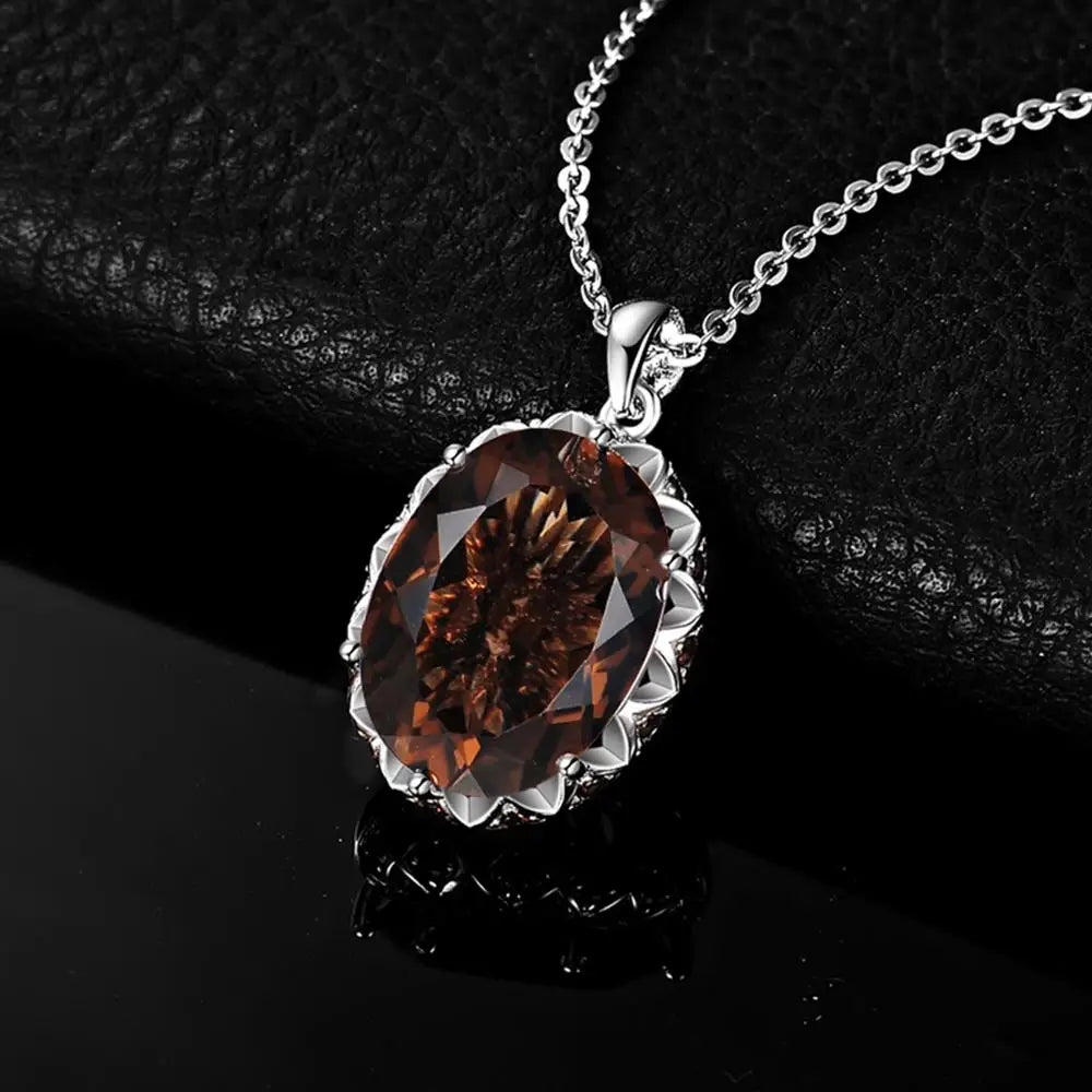 Smoky Quartz Pendant Necklace – Silver Statement Gemstone
