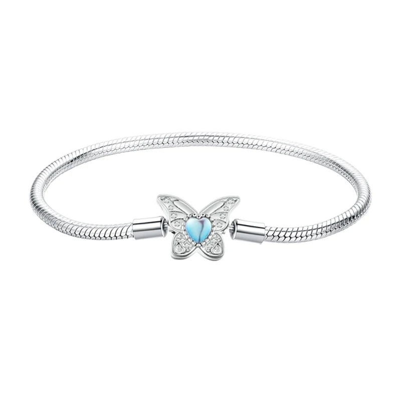 Sterling Silver Snake Chain Bracelet – White Gold Plated DIY Charm
