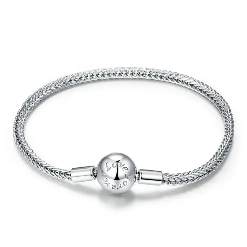 Sterling Silver Snake Charm Bracelet with Safety Chain – DIY Jewelry