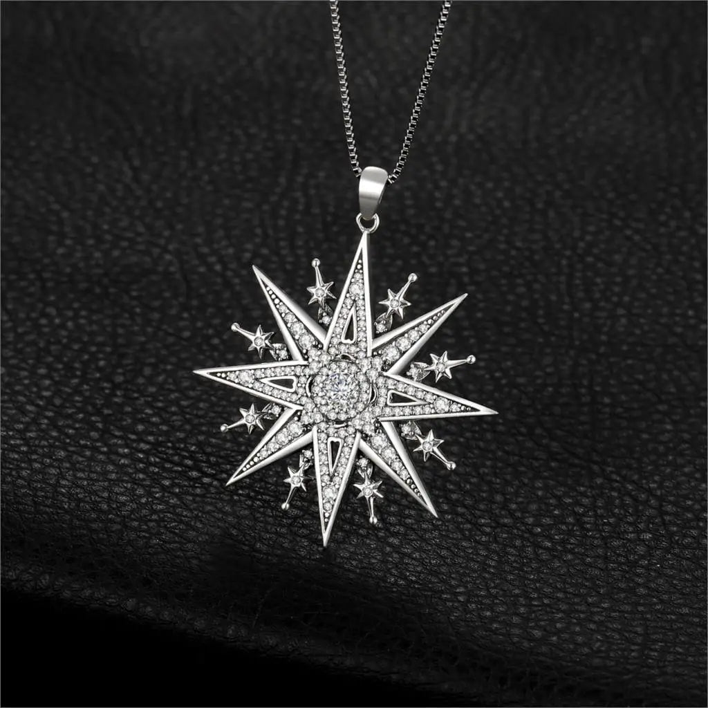 Vintage Gothic North Star Sterling Silver Pendant