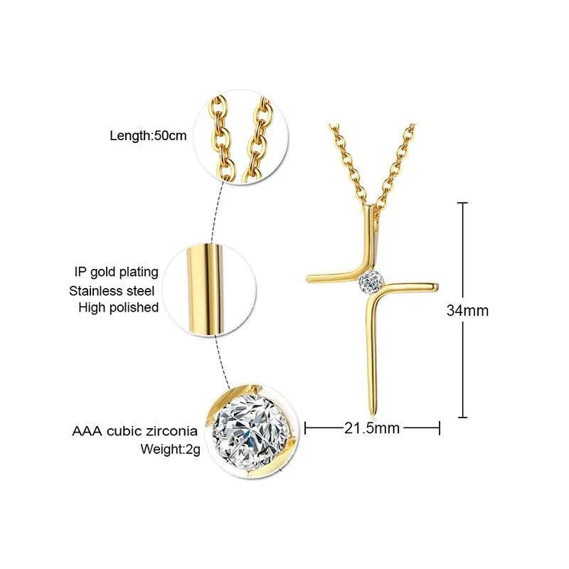 Cross Pendant Necklace – Dainty Stainless Steel Christian Jewelry