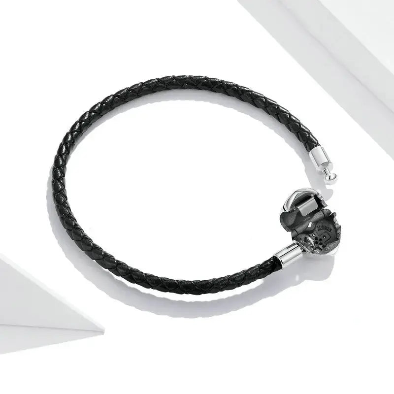 Sterling Silver Leather Cross Bracelet for Women