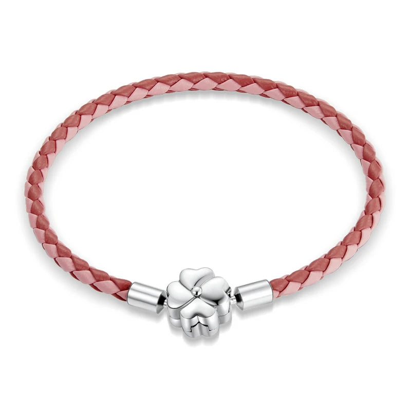 Three-Color Leather Clover Bracelet – Women’s Lucky Jewelry