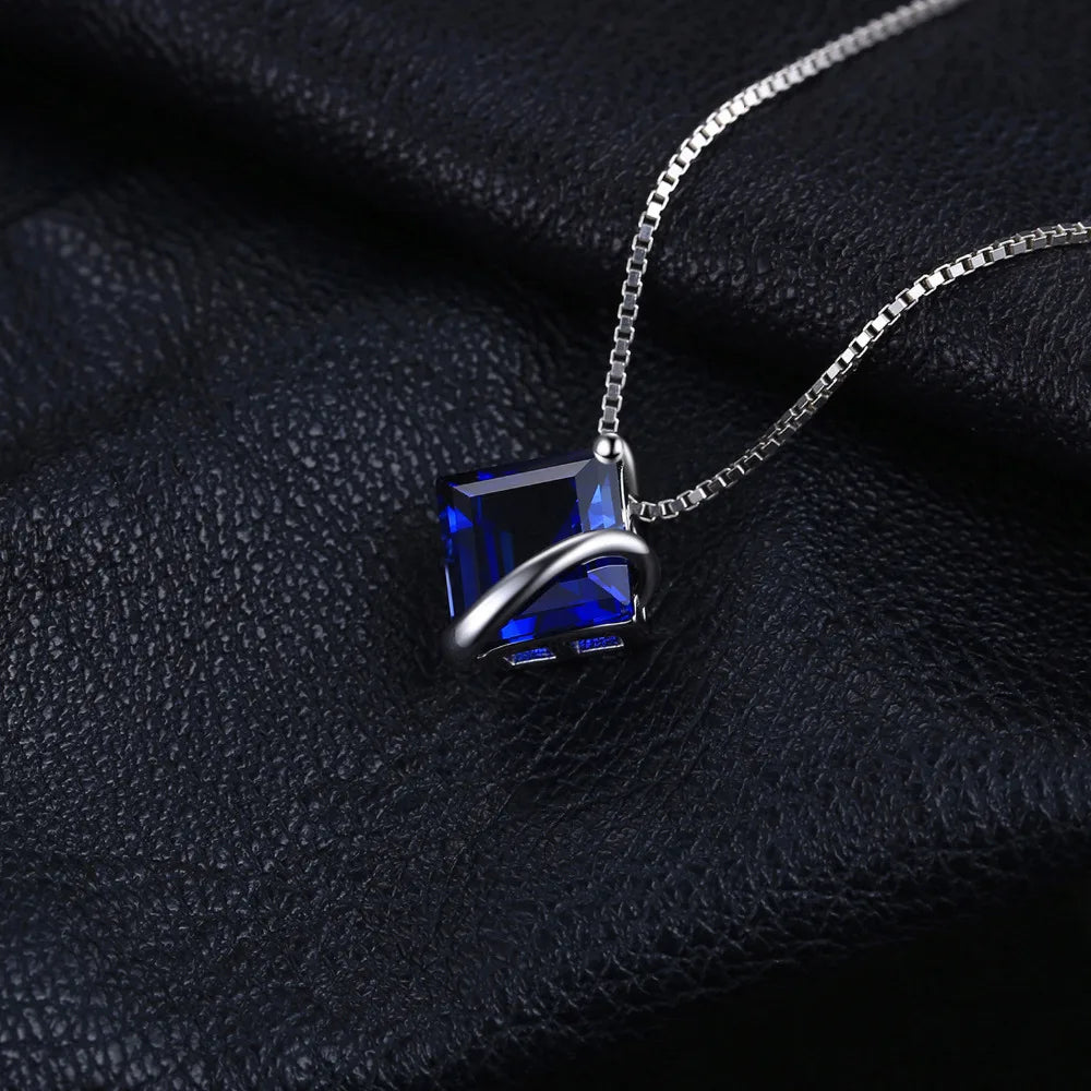 Blue Sapphire 925 Silver Pendant Necklace for Women