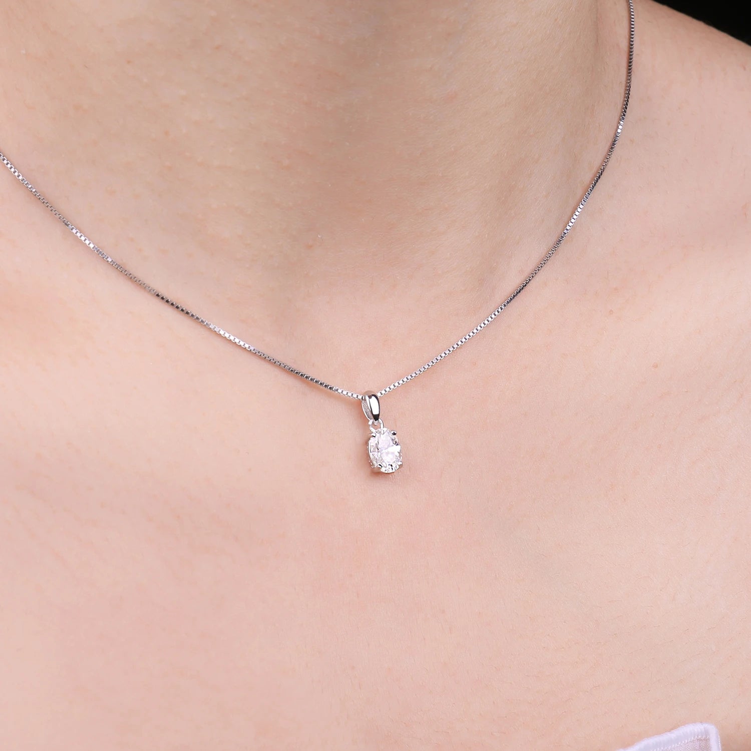 Classic Oval Sterling Silver Pendant Necklace (No Chain)