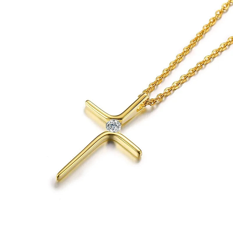Cross Pendant Necklace – Dainty Stainless Steel Christian Jewelry