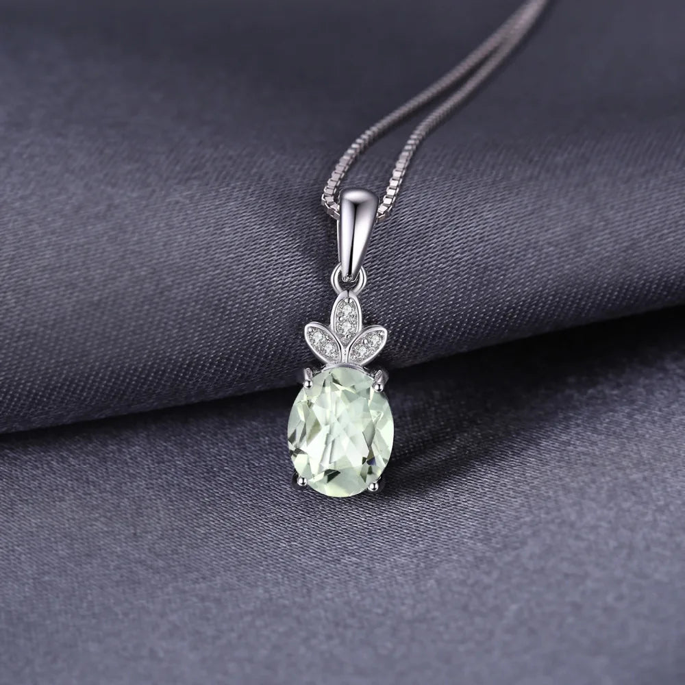 Green Amethyst & White Topaz Sterling Silver Pendant