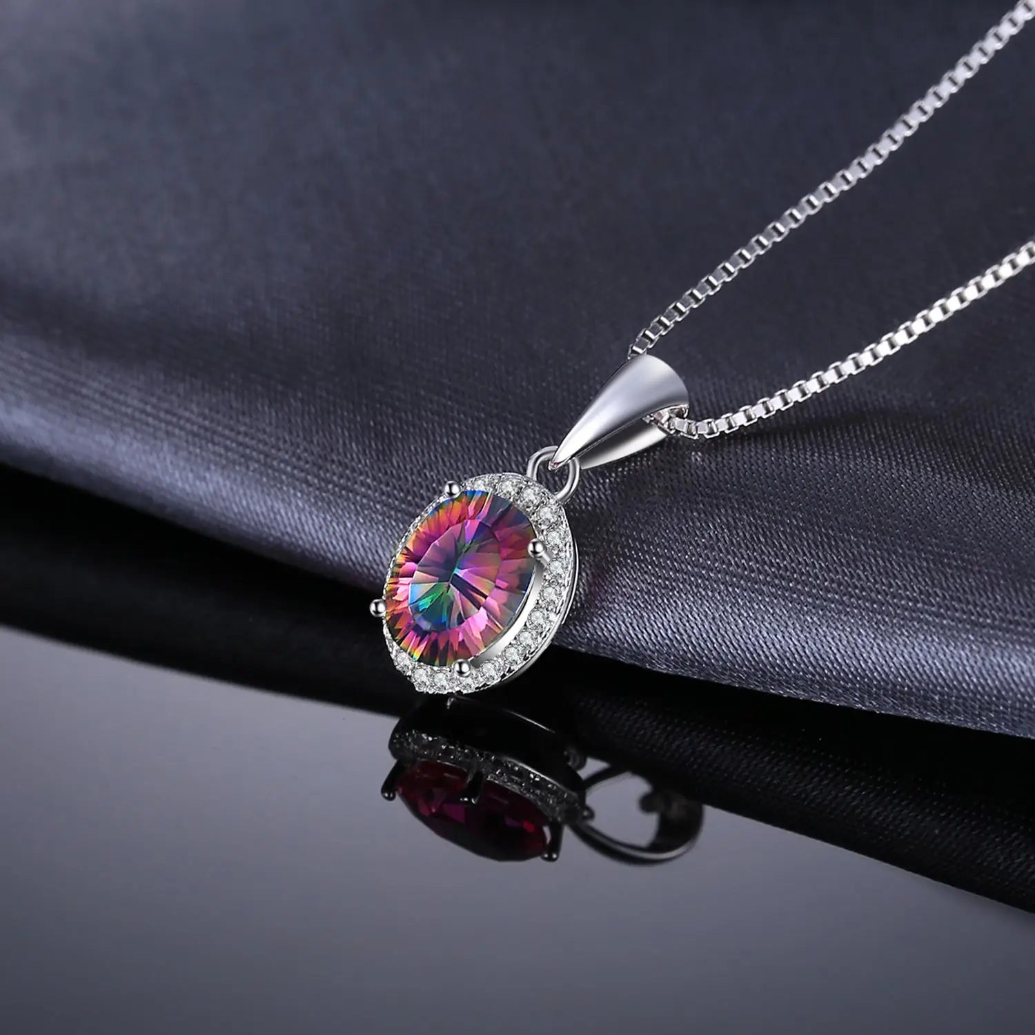 JewelryPalace 2.6ct Mystic Quartz Silver Pendant Necklace