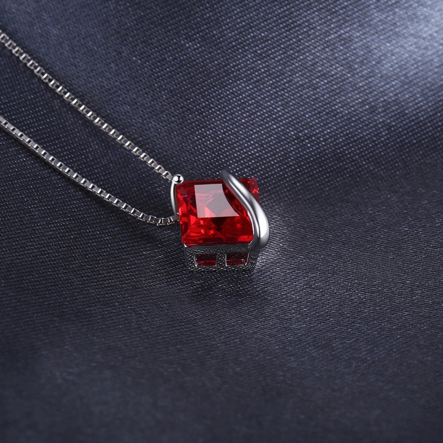 Red Ruby Sterling Silver Pendant Necklace – Gemstone Choker