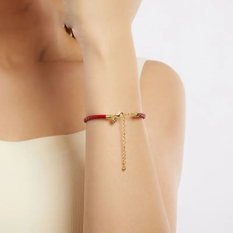 Silver Fortune Red Rope Adjustable Bracelet for Women