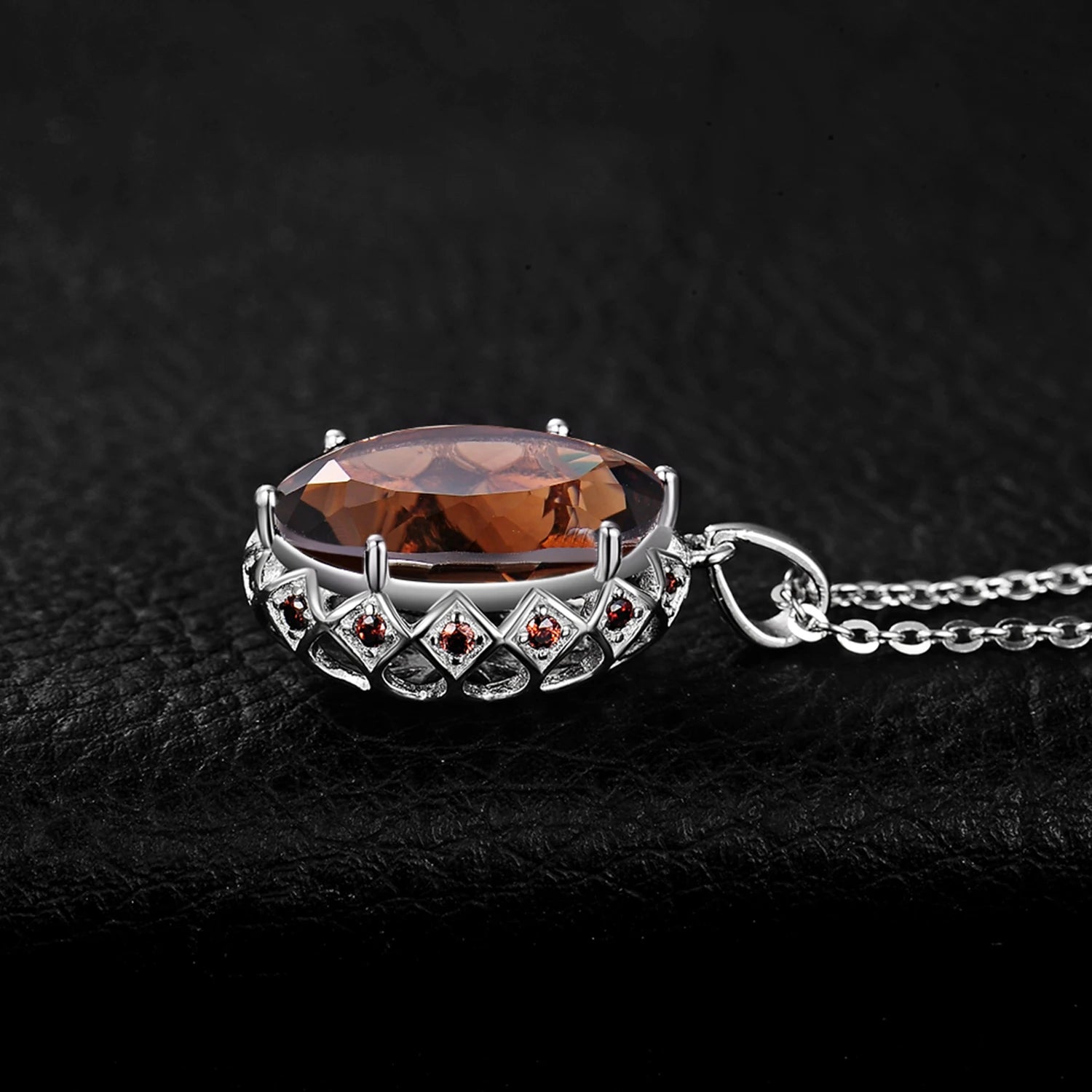 Smoky Quartz Pendant Necklace – Silver Statement Gemstone