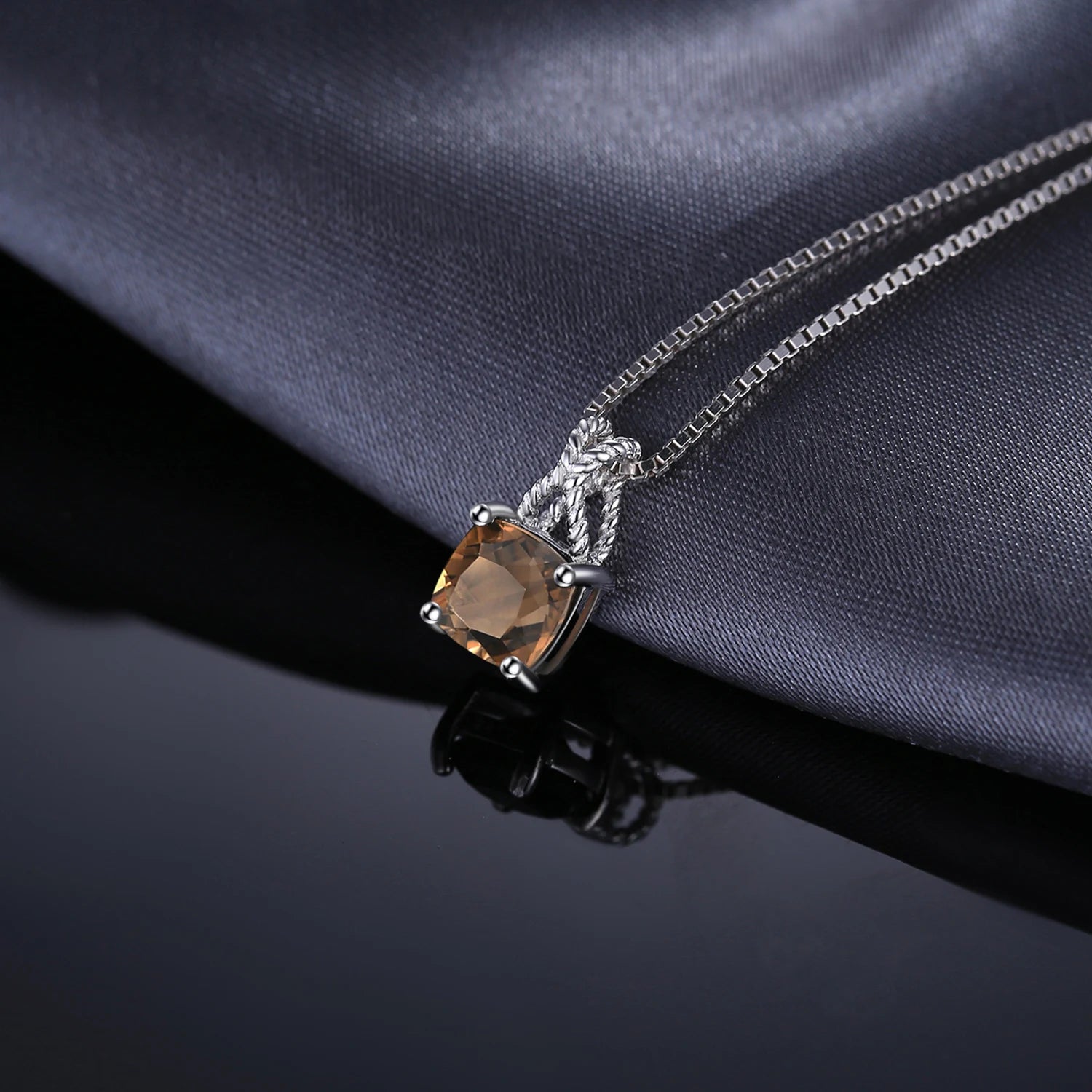 Smoky Quartz Sterling Silver Pendant Necklace – No Chain