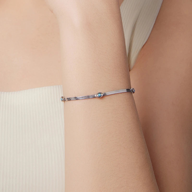 Sterling Silver Devil's Eye Turquoise Bracelet – Adjustable Bangle
