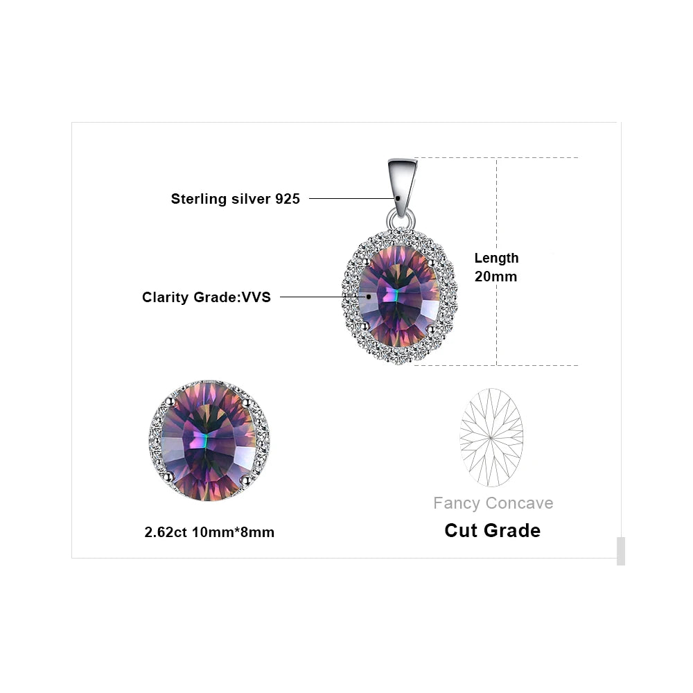 JewelryPalace 2.6ct Mystic Quartz Silver Pendant Necklace