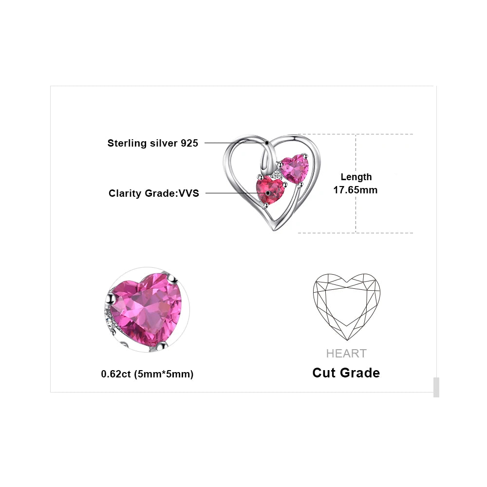 Ruby Pink Sapphire Heart Pendant Necklace – Sterling Silver