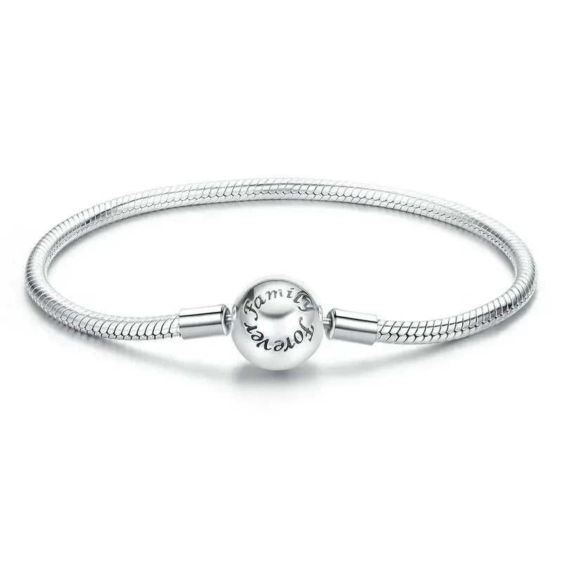 Sterling Silver Snake Chain Bracelet – White Gold Plated DIY Charm