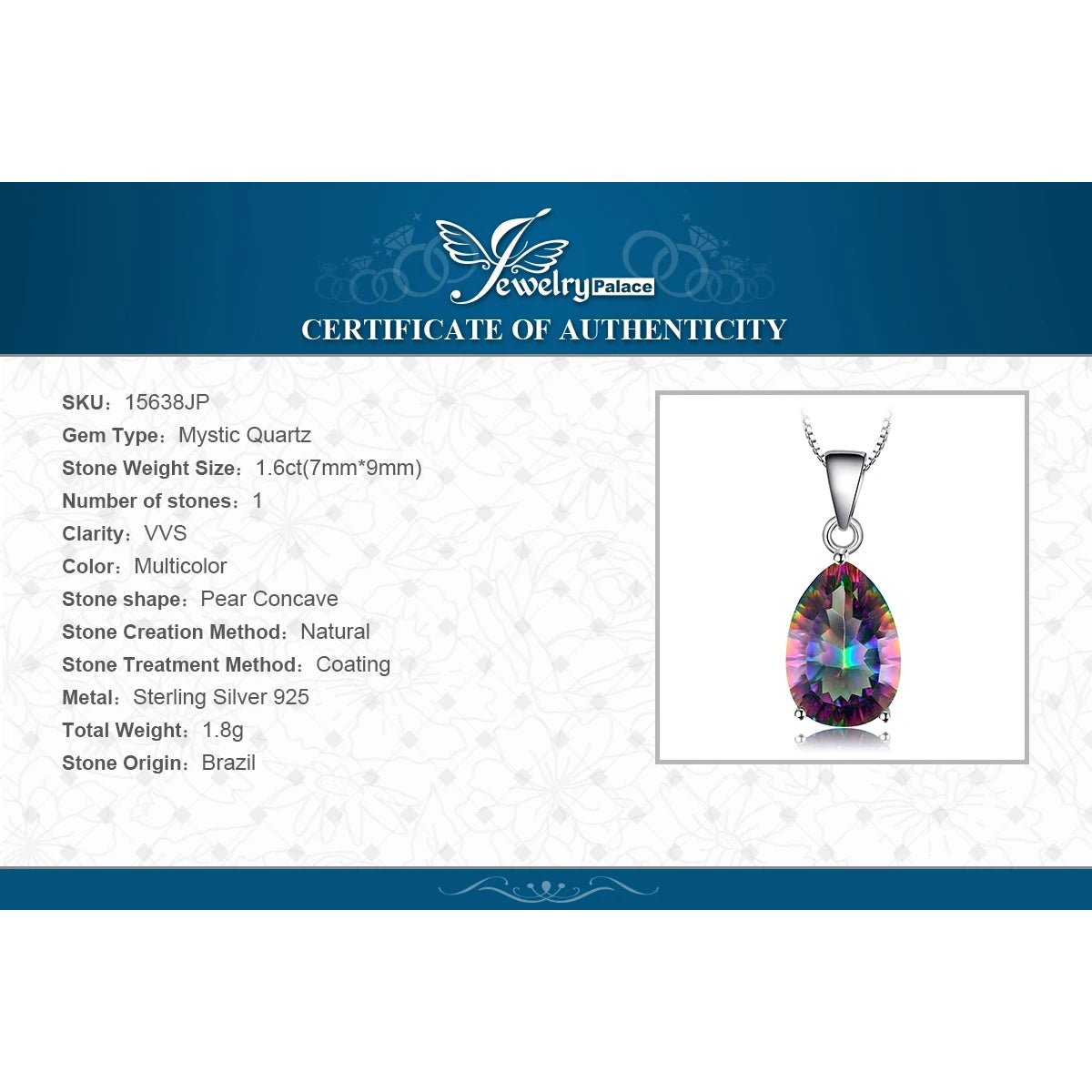 Rainbow Mystic Quartz Sterling Silver Pendant – Women’s Fashion Gift
