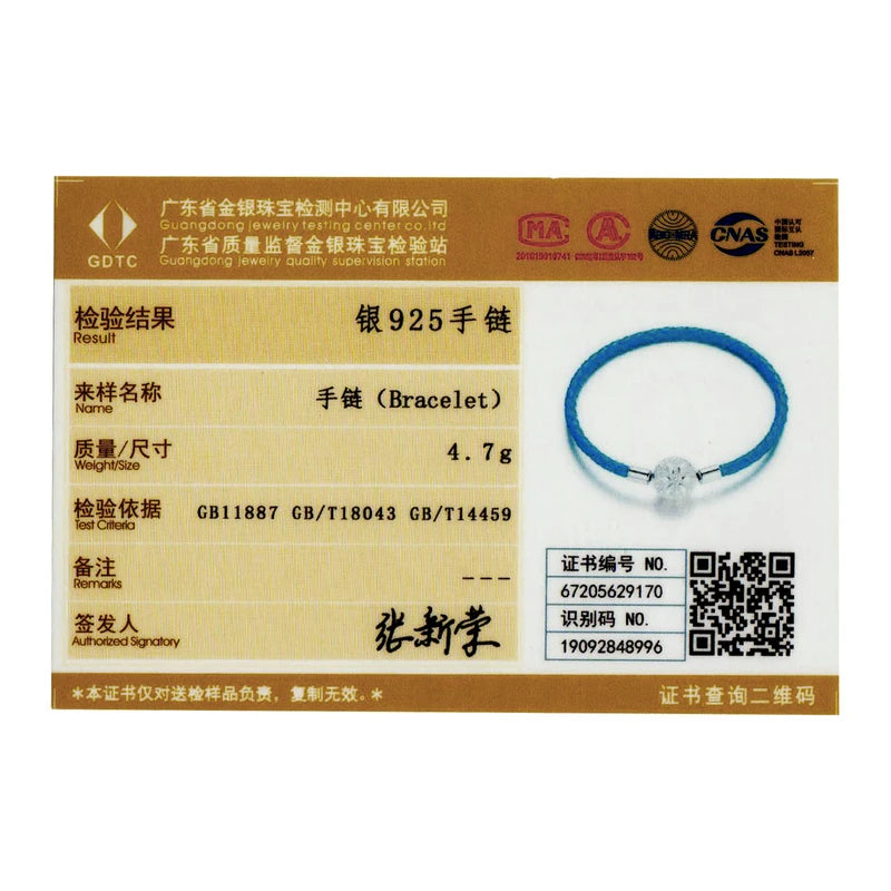 Sterling Silver Snowflake Clip with Blue Leather Bracelet