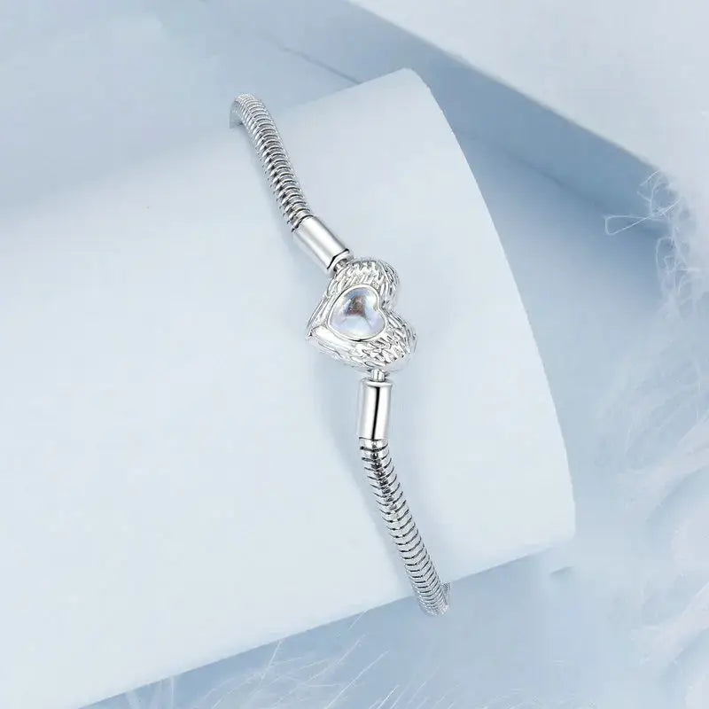 Sterling Silver Heart & Snake Charm Bracelet with DIY Beads