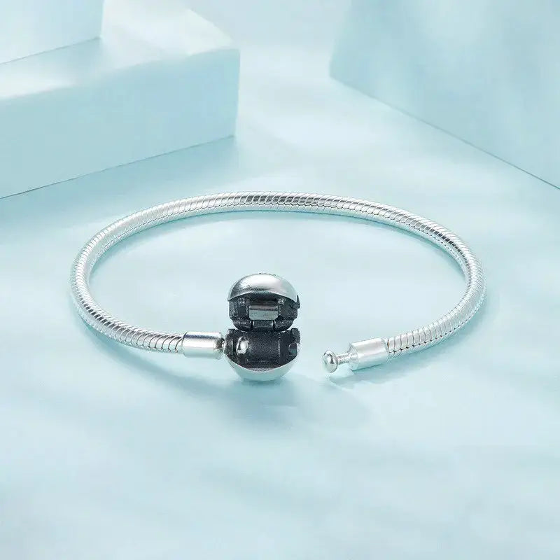 Sterling Silver Snake Chain Bracelet – White Gold Plated DIY Charm