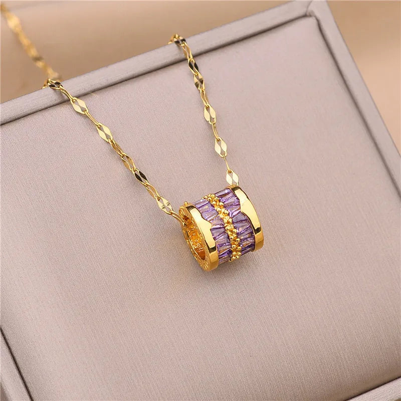 Korean Fashion Sweet Crystal Pendant Necklace for Women