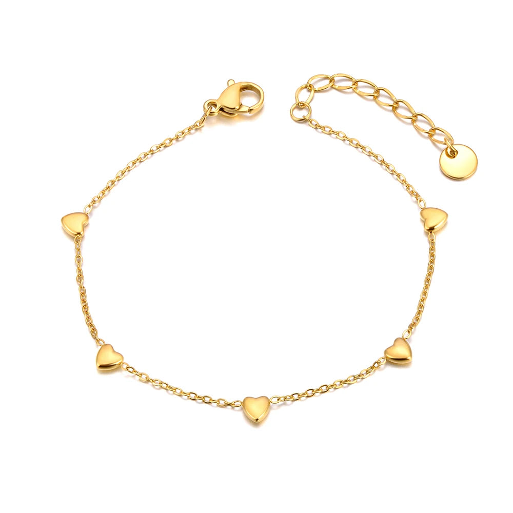 Lokaer 18K Gold Plated Mini Heart Chain Bracelet