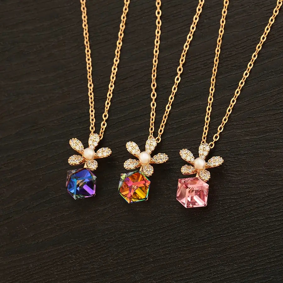 Luxury Crystal Water Drop Pendant – Rhodium Plated Jewelry for Women