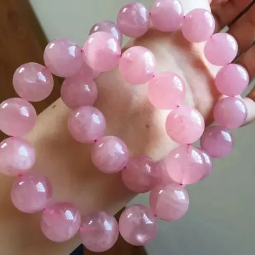 Madagascar Pink Rose Quartz Natural Stone Stretch Bracelet