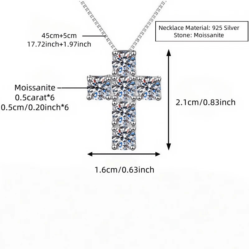 Moissanite Cross Pendant Necklace – Unisex High-Quality Fashion