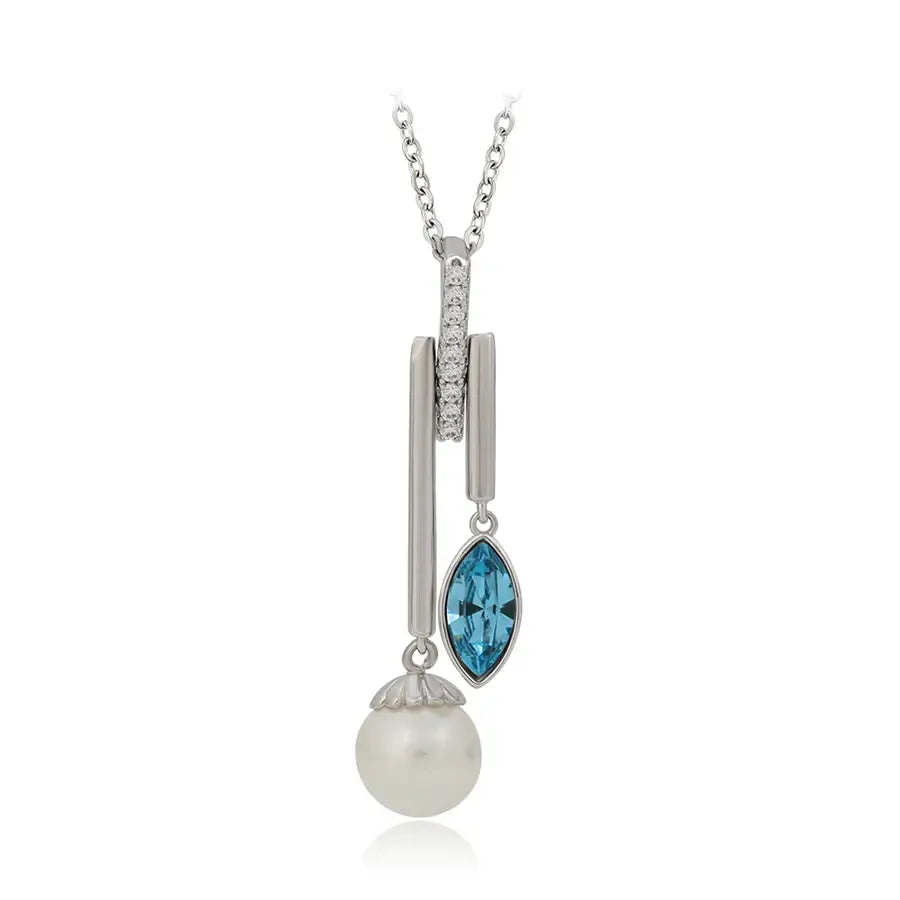 New Imitation Pearl & Crystal Pendant Necklace for Women