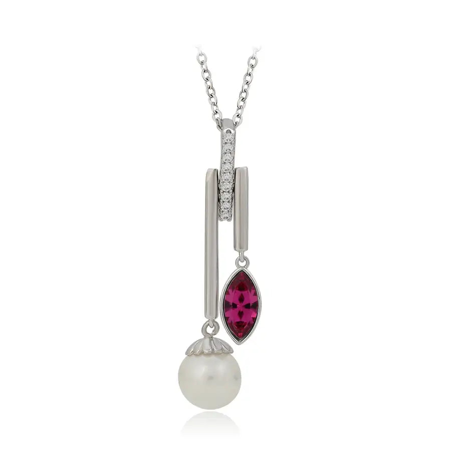 New Imitation Pearl & Crystal Pendant Necklace for Women