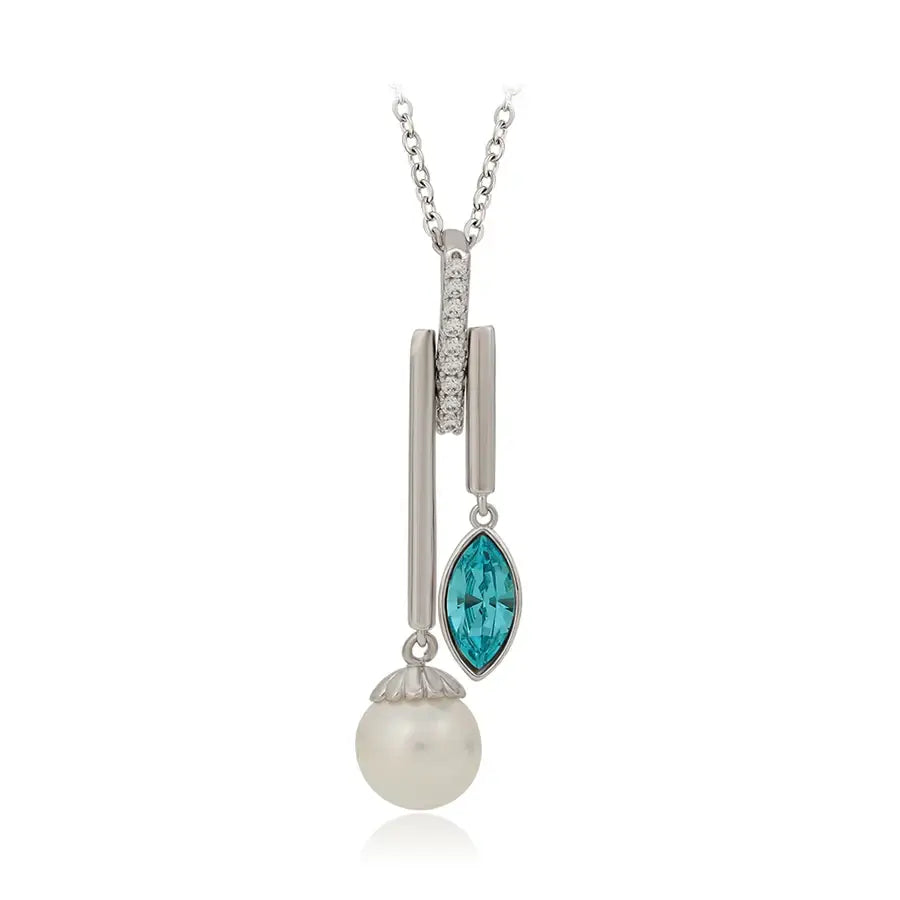 New Imitation Pearl & Crystal Pendant Necklace for Women