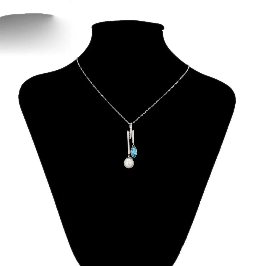 New Imitation Pearl & Crystal Pendant Necklace for Women