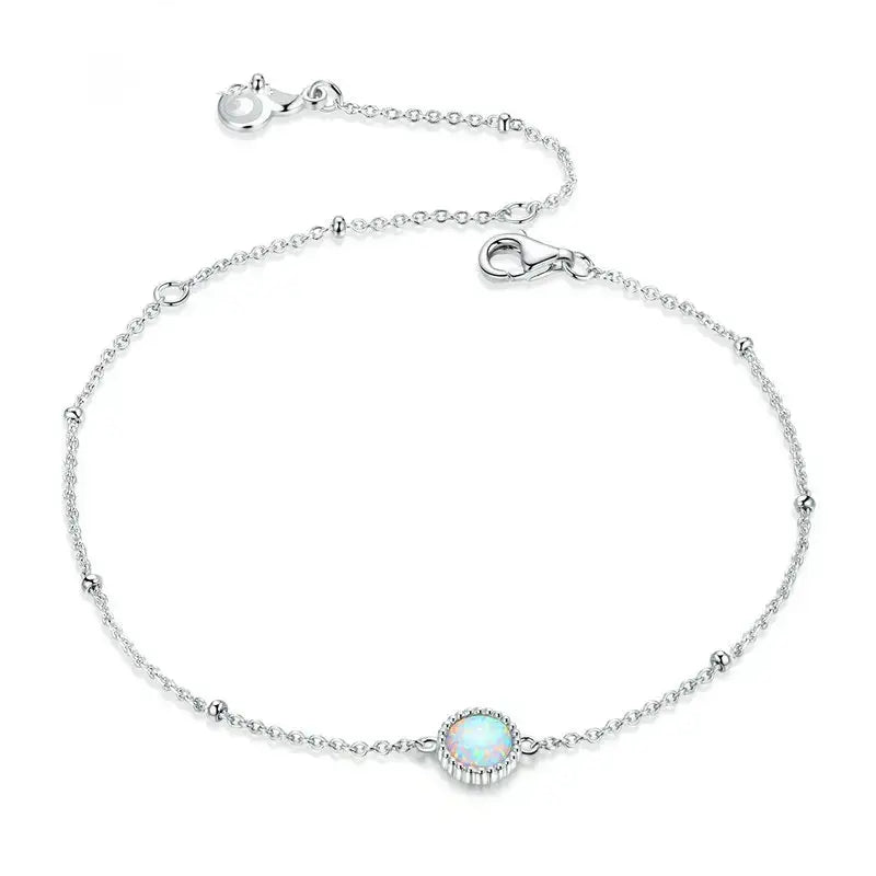 Opal Link Chain Bracelet 925 Sterling Silver for Women