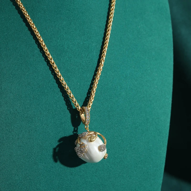 Pearl Rhinestone Pendant Necklace – Gold Luxury Wedding Jewelry