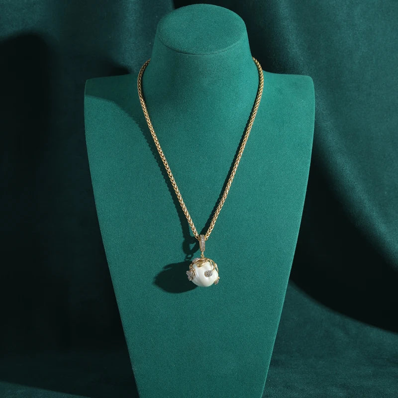 Pearl Rhinestone Pendant Necklace – Gold Luxury Wedding Jewelry