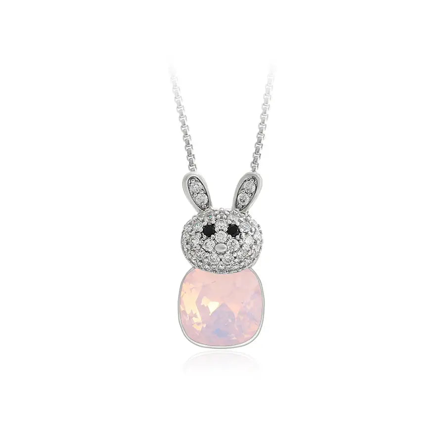 Platinum Animal-Shaped Crystal Pendant Necklace for Women