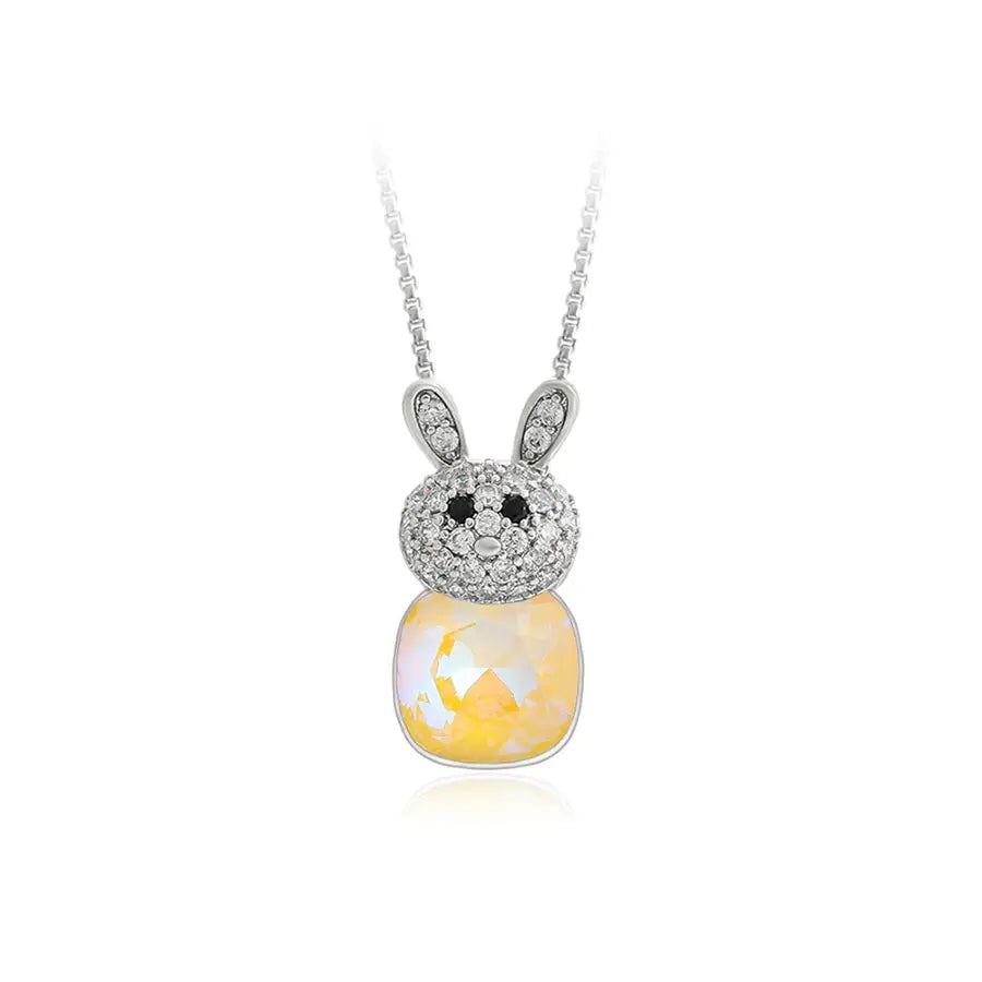 Platinum Animal-Shaped Crystal Pendant Necklace for Women