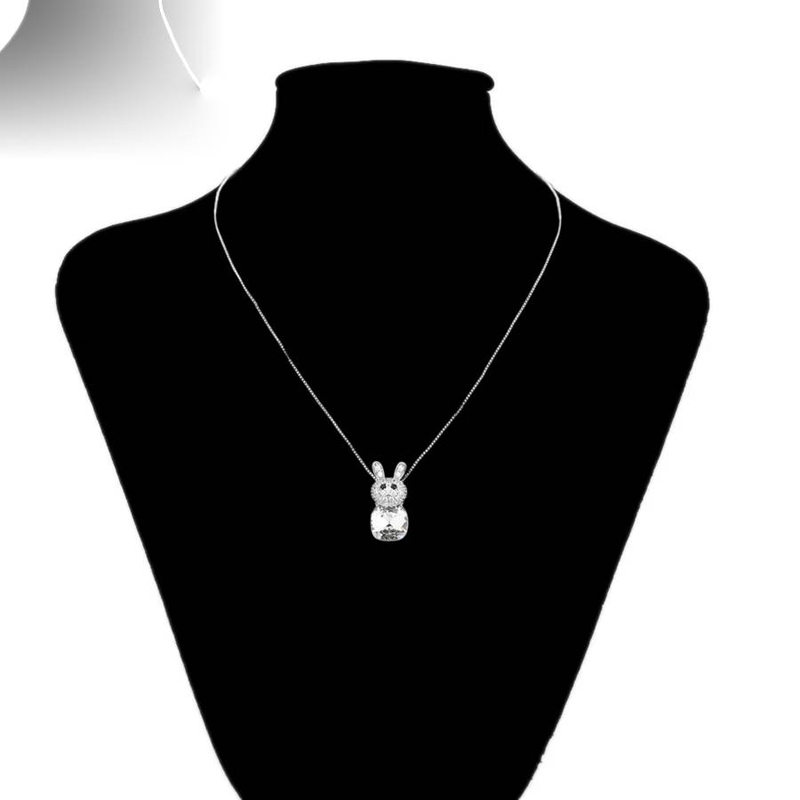 Platinum Animal-Shaped Crystal Pendant Necklace for Women