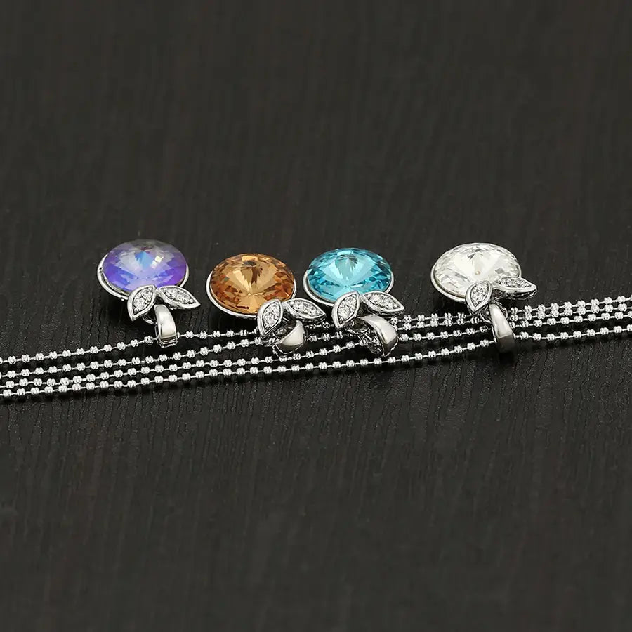 Round Crystal Pendant Necklace – Women & Girls Gift