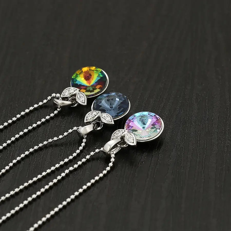 Round Crystal Pendant Necklace – Women & Girls Gift