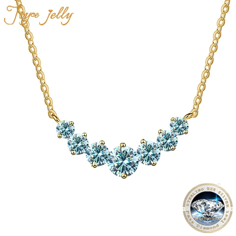 Moissanite Necklace for Women | 18K Gold Plated 925 Silver, GRA Certified