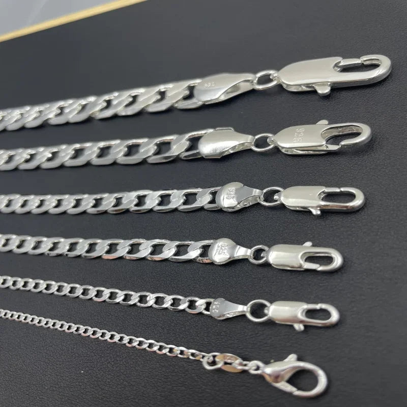 Men’s 925 Sterling Silver Face Chain Necklace with Lobster Clasp