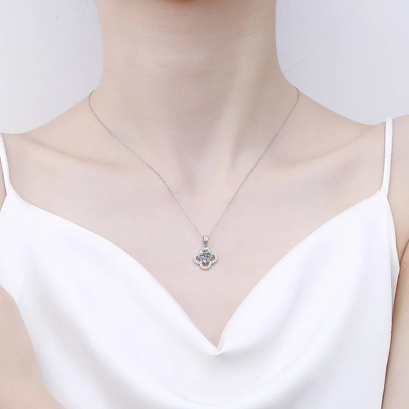 1 Carat Moissanite Pendant Necklace – D Color, 925 Silver
