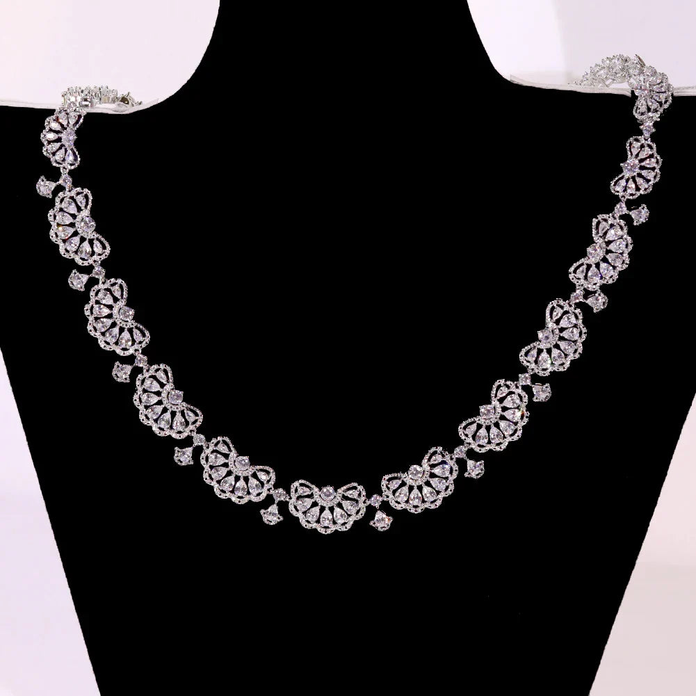 New Nigeria 2pcs Bridal Zirconia Jewelry Set Luxury Dubai Necklace Gift for Women
