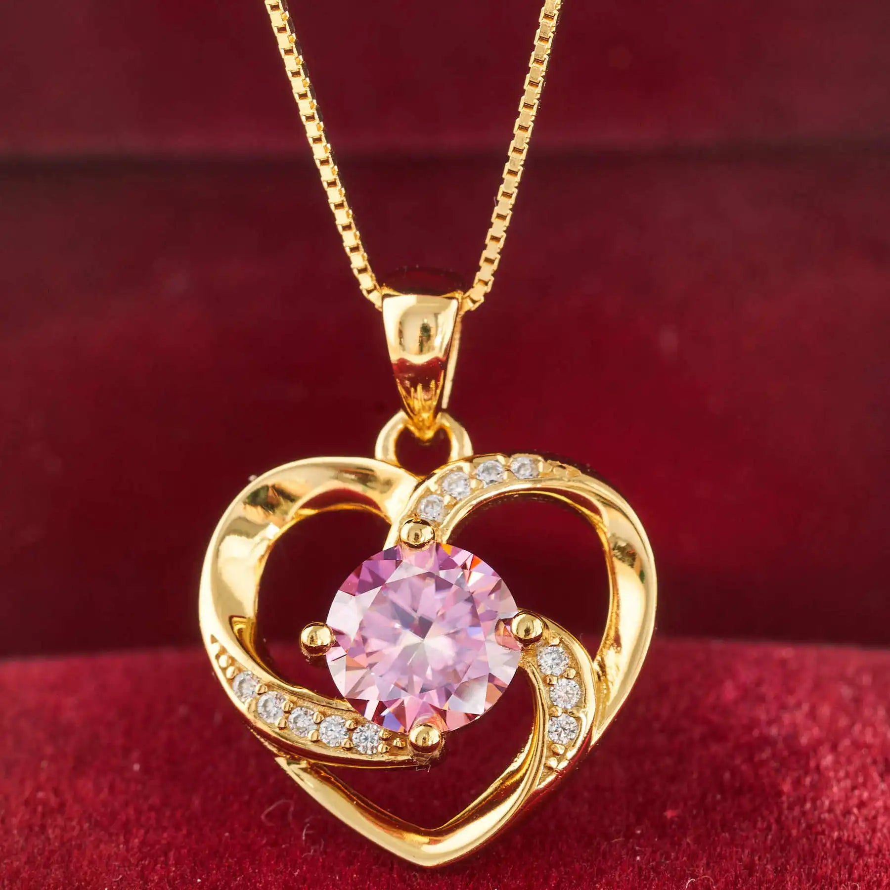 1CT Moissanite Heart Pendant Necklace – 925 Silver, Gold Plated