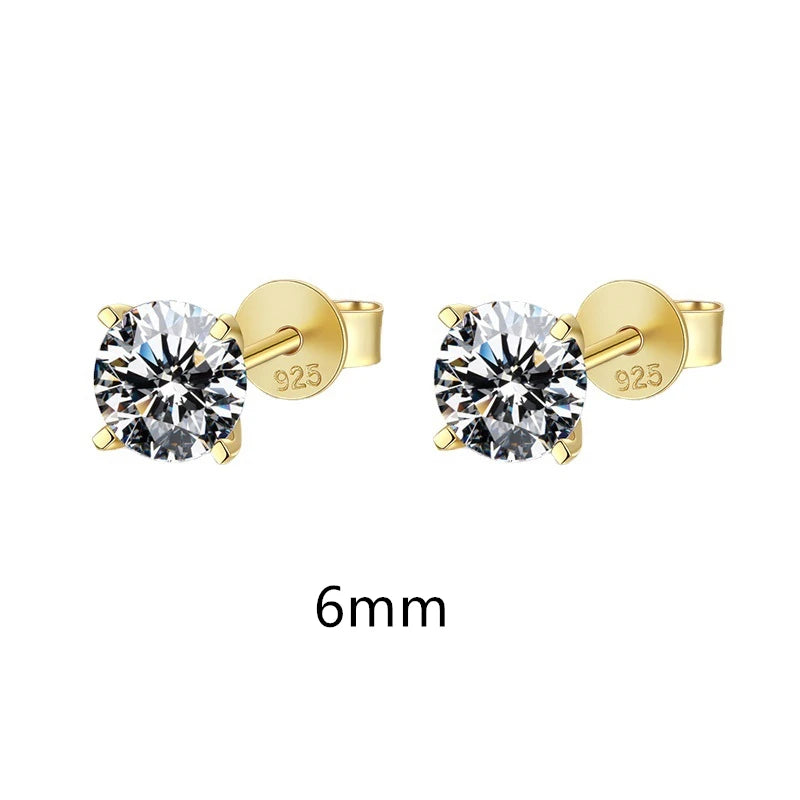 Luxury Moissanite Piercing Earrings in 925 Sterling Silver – Classic Sparkling Studs