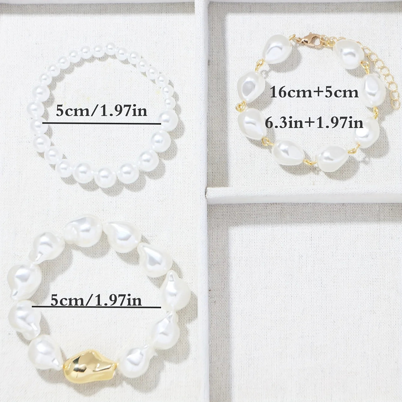 Exquisite luxury imitation pearl bead women's bracelet set banquet jewelry